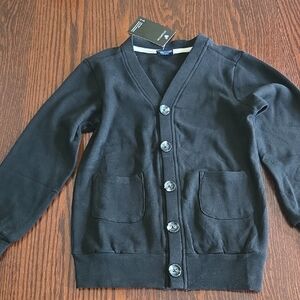 Little Bipsy Black Kids Button-Up Cardigan, Sz 5-6T